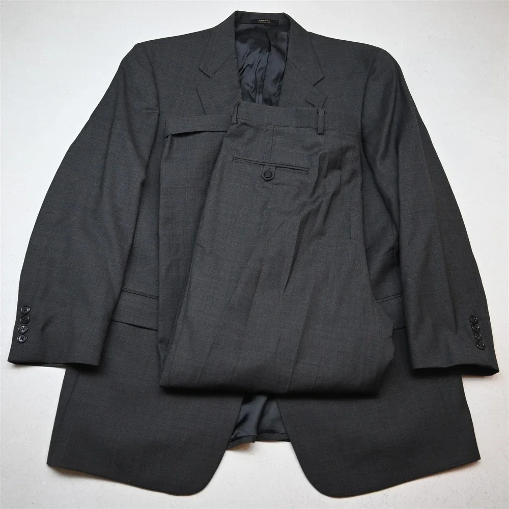 Hart Schaffner Marx 44R 36x28 Gray Glenn Check Wool USA Mens Jacket Pants Suit